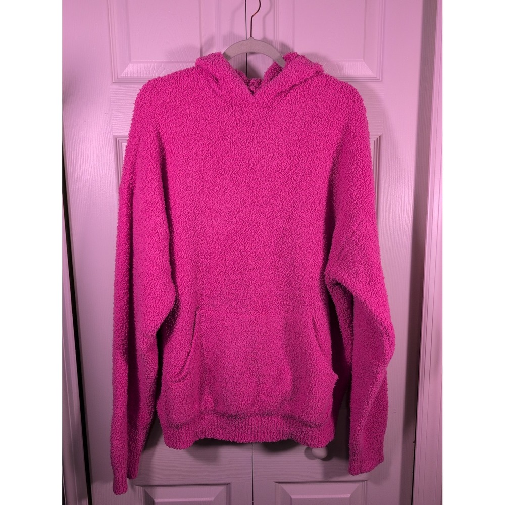 SKIMS Cozy Pink Hooded Fuzzy Sweater. Size M